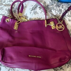 Michael Kors Magenta Shoulder Bag with Gold Accents